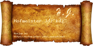 Hofmeister Jákó névjegykártya